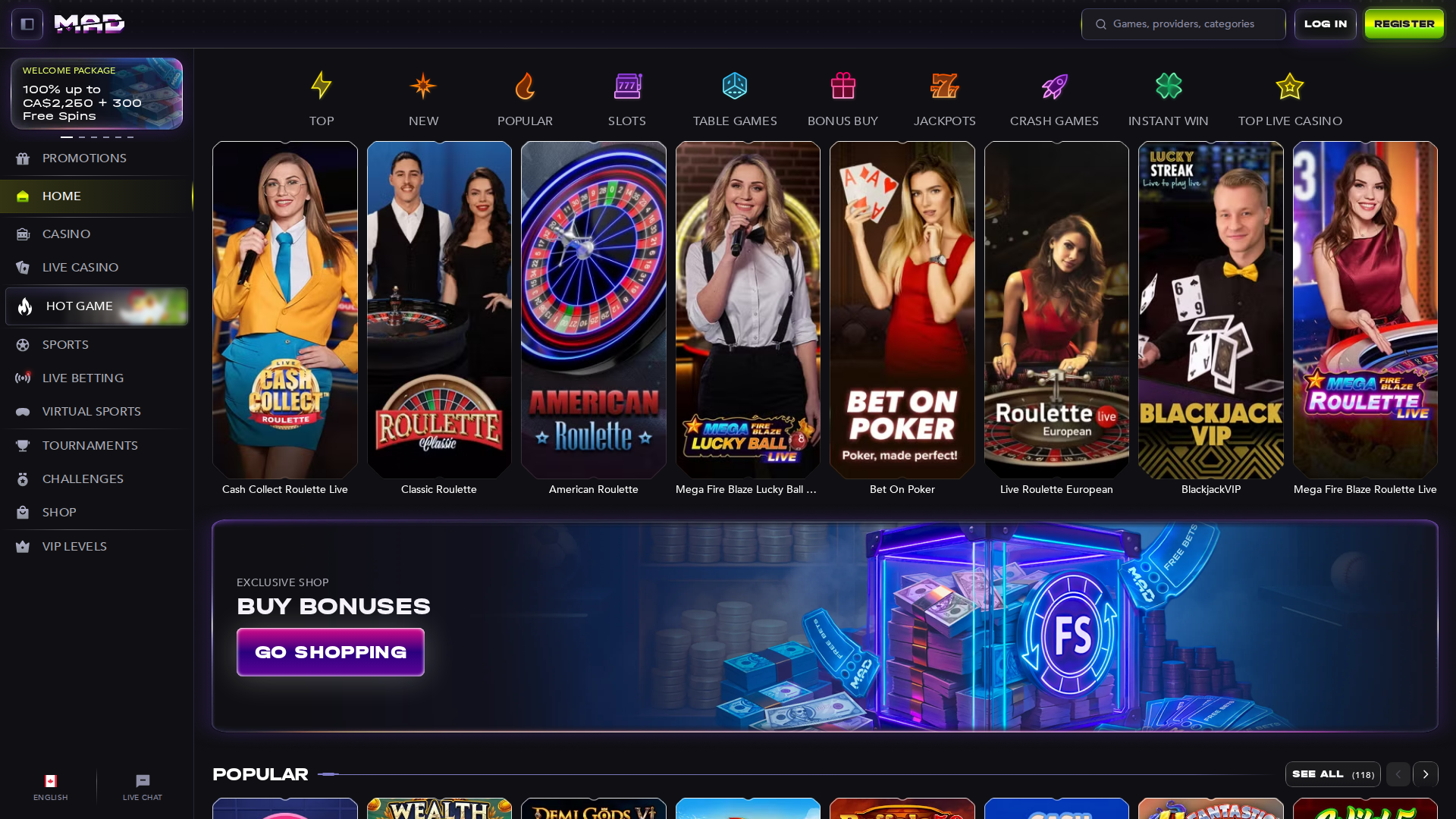 Madcasino casino website