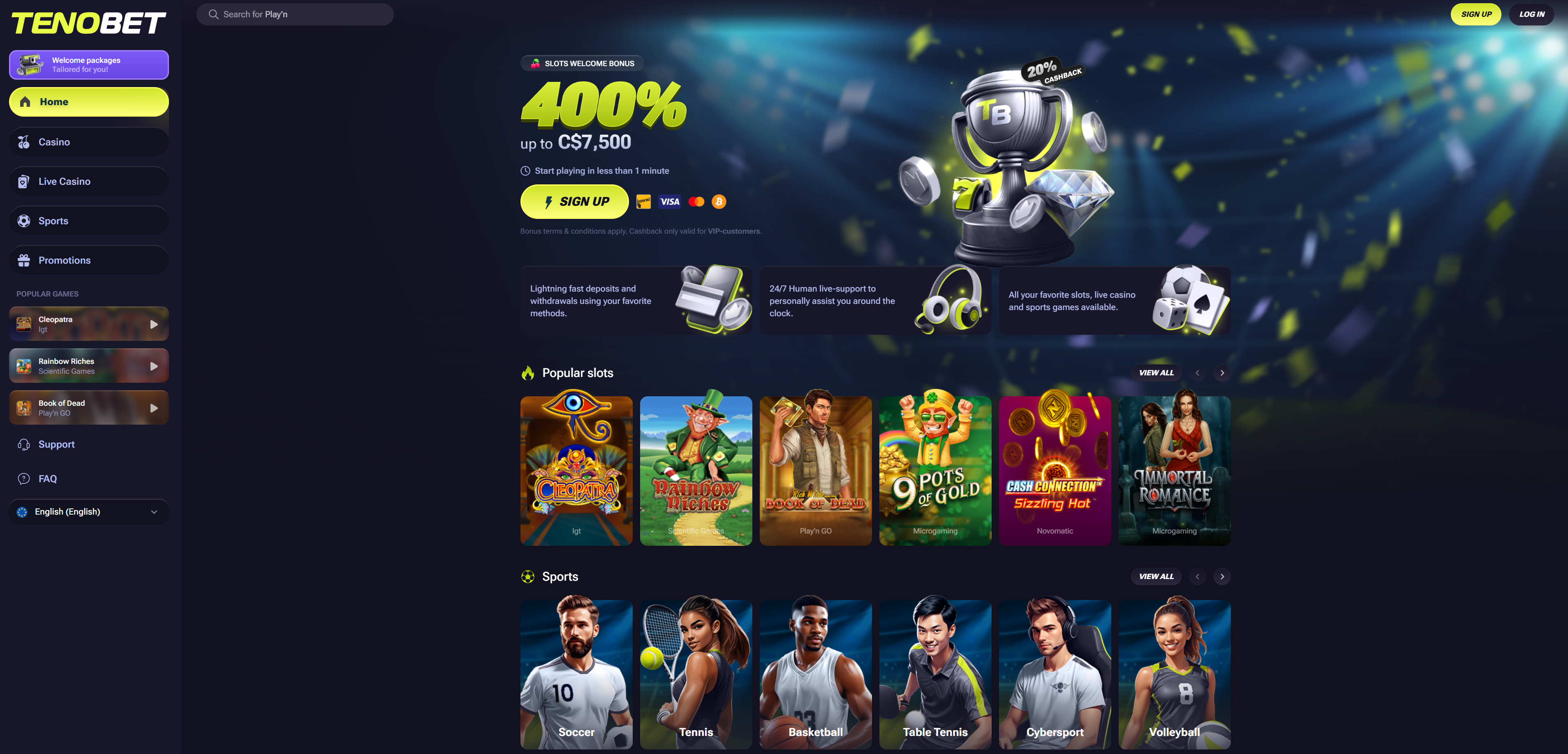 Tenobet casino website